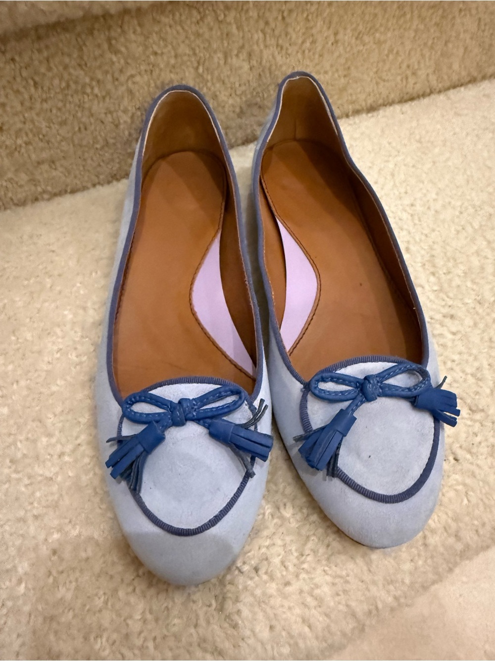 Marabelle  Light Blue Suede Tassel Loafers for Women